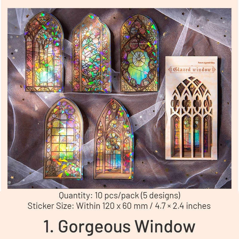 Glazed Window Series Vintage Glass Window Clear Transparent Stickers