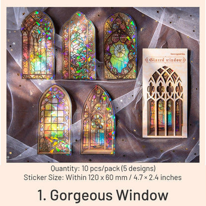 Glazed Window Series Vintage Glass Window Clear Transparent Stickers